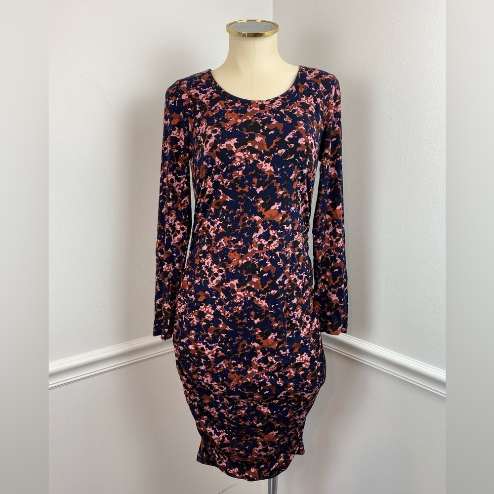 A PEA IN THE POD Long-Sleeve Navy Orange Blush Maternity Dress | Size Medium